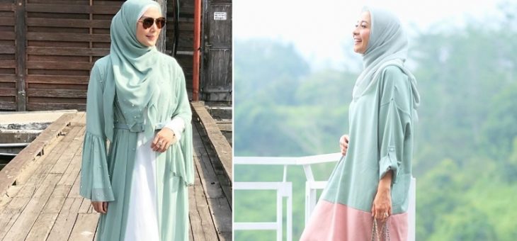 Inspirasi Outfit Hijab Warna Hijau Mint Versi Selebriti Anggun Sekali